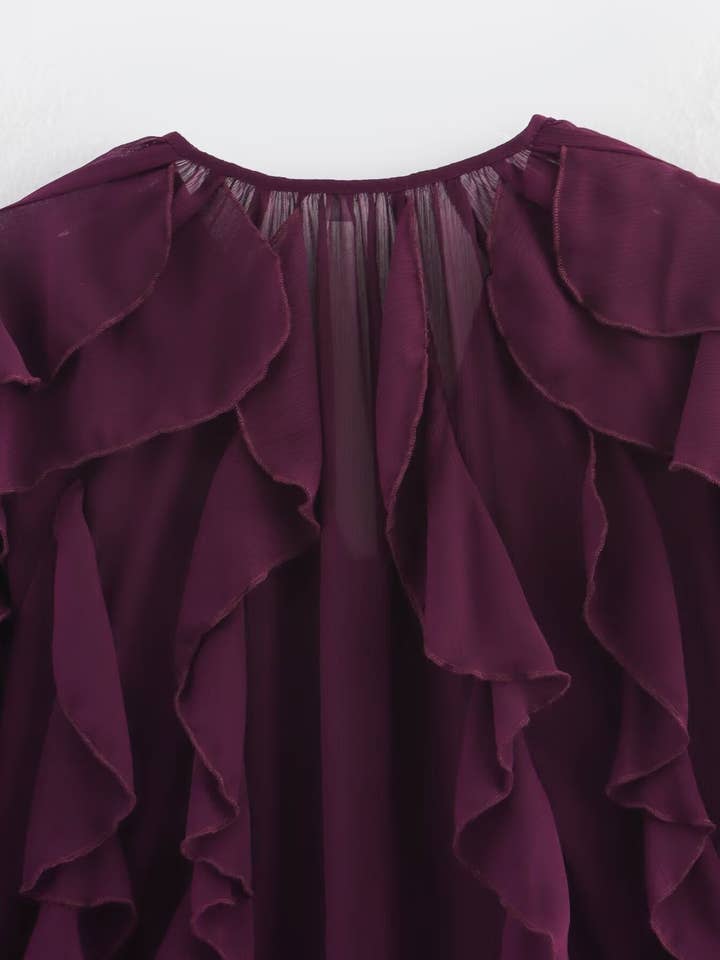 Marayn - Wholesale Blouse - Women's - Chic 2025 European Vneck Ruffled Layered Blouse B888279