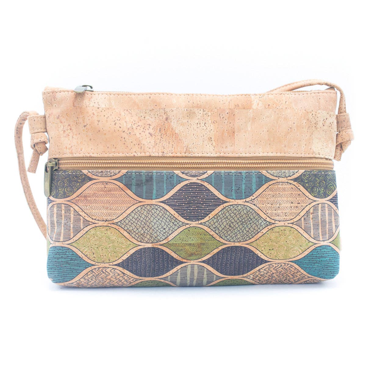 Meninas Bonitas Cork - Wholesale Crossbody Bag - Women's - Natural Cork and Printed Design Women's Crossbody Bag BAG-223