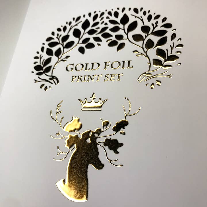 Black Fox Press - Venta al por mayor Ilustración - Set de impresión artística Gold Foil Fantasy1