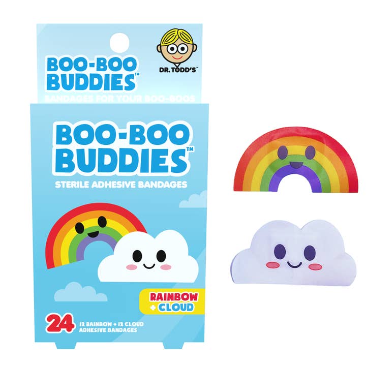 Kids Bandages – Rainbow + Cloud (24 Count, Latex-Free) for wholesale by Boo Boo Buddies