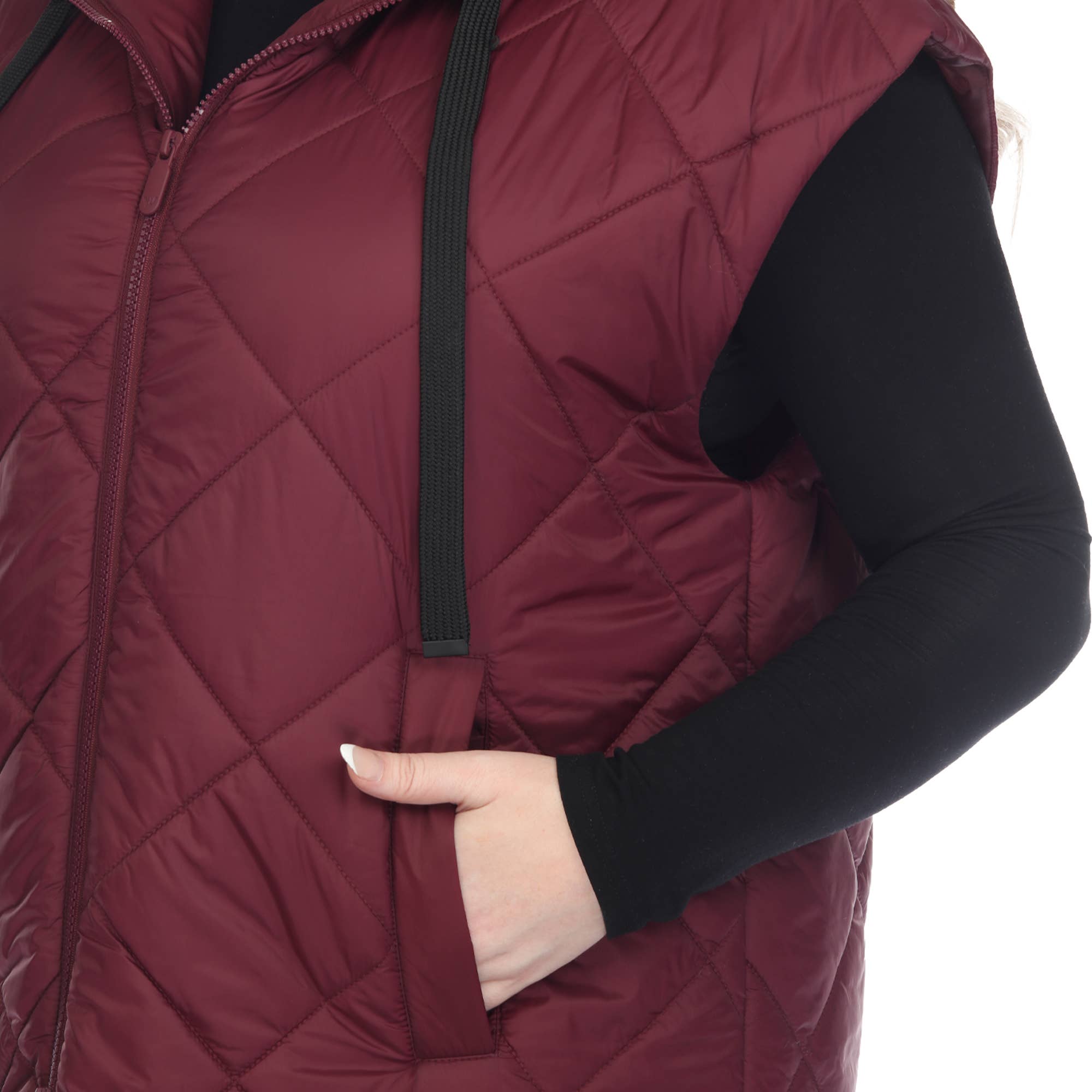 WHITE MARK - Wholesale Outerwear Vest - Women's - Plus Size Diamond Quilted Hooded Puffer Vest21