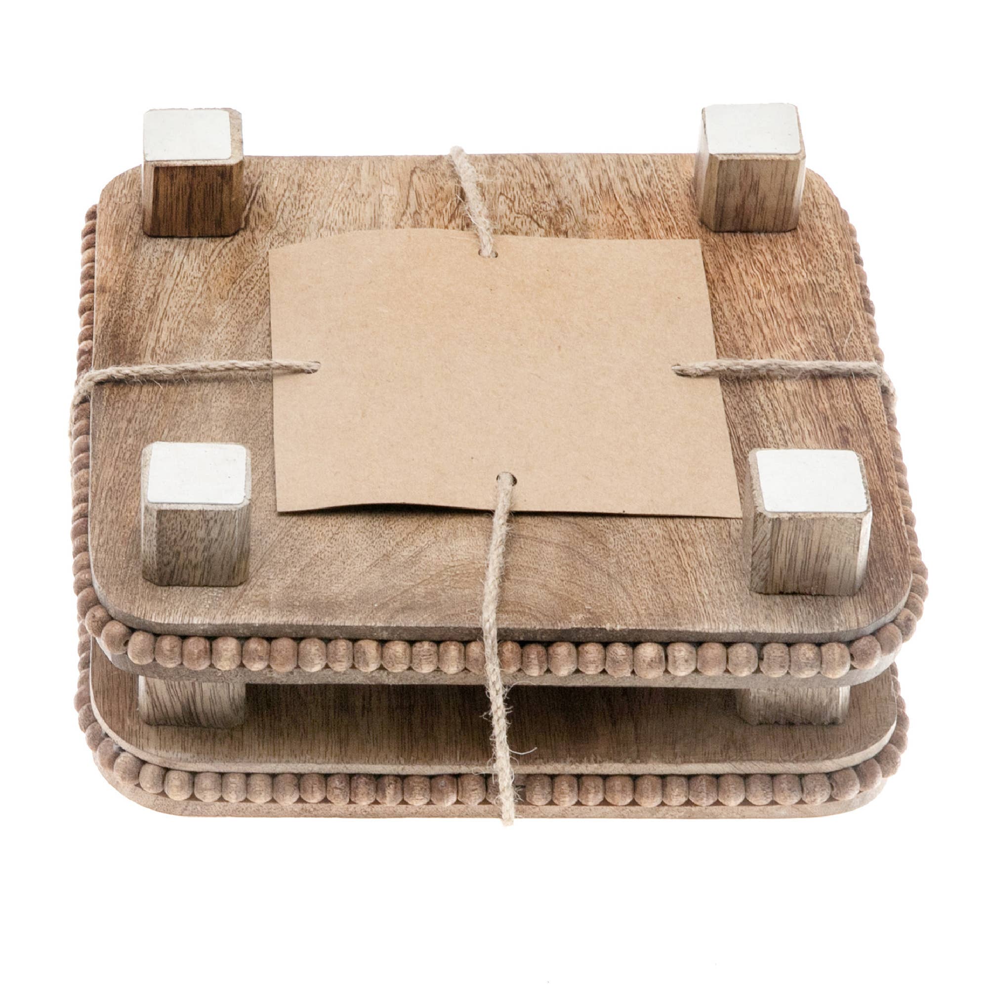 Marron Lot de 2 dessous de plat carrés perlés en bois de manguier en vente sur Faire2