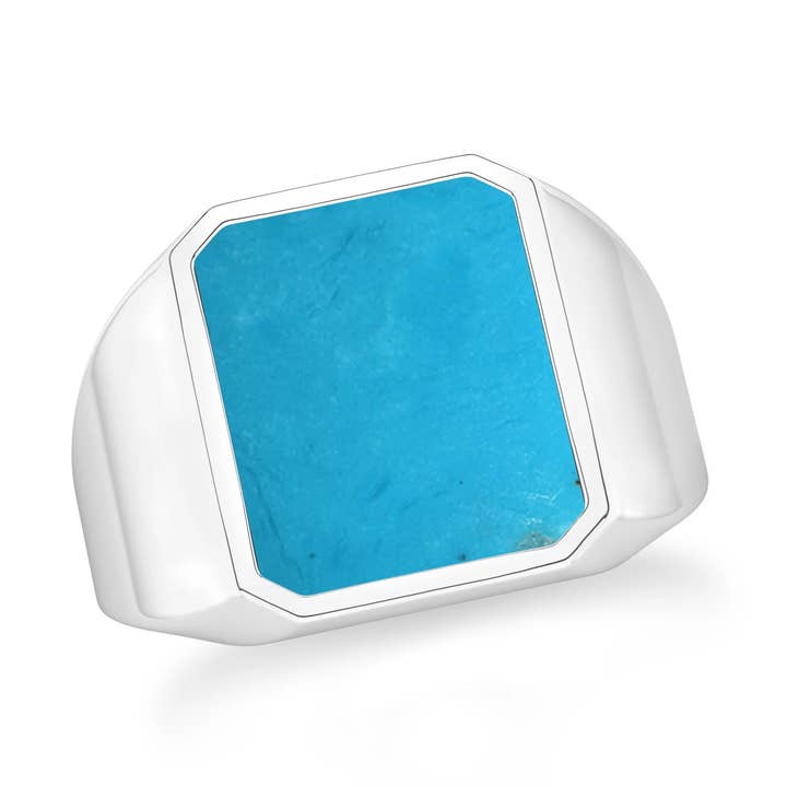 Natürlicher Türkis Achteck Herrenring, Sterlingsilber für den Großhandel von Nature Crafts