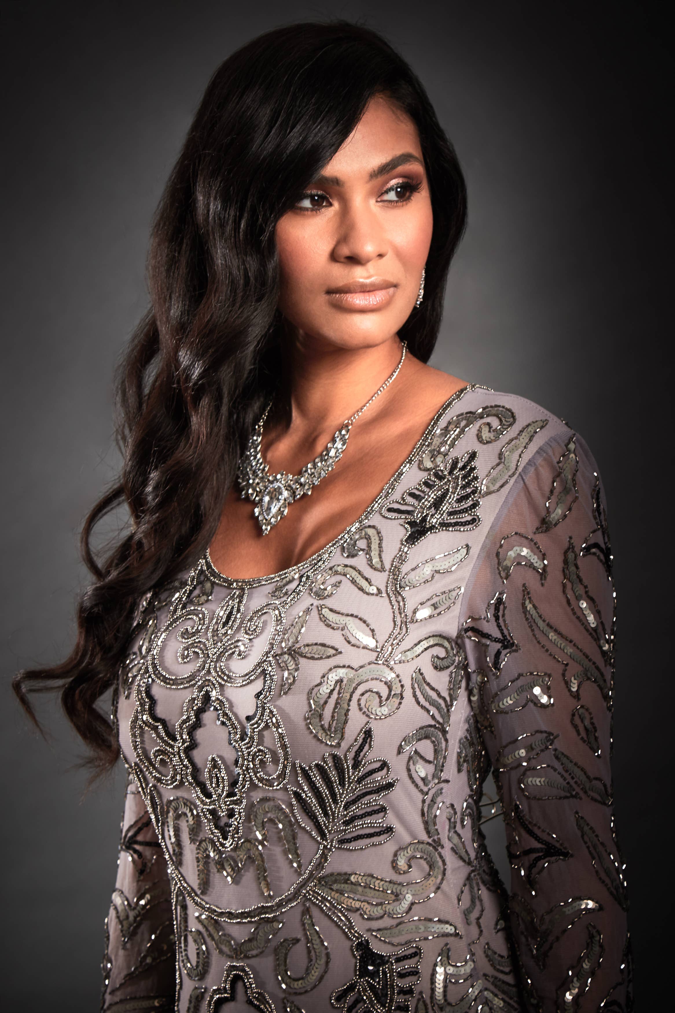 Jywal London® - Wholesale Gown - Women's - Isabella Embellished Long Sleeve Gatsby Maxi Dress1