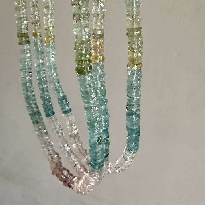 Colar de Pedras Preciosas Aquamarine e Morganite | Colar de Contas por atacado de Anokhi Green | Handmade Gemstone Jewelry