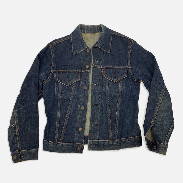 Vintage Levi’s Big E American Flag Denim Jacket for wholesale by The Era NYC