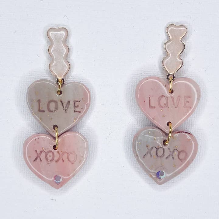 Love XOXO / - Polymer Clay Earrings for wholesale by Aura Simply Creates