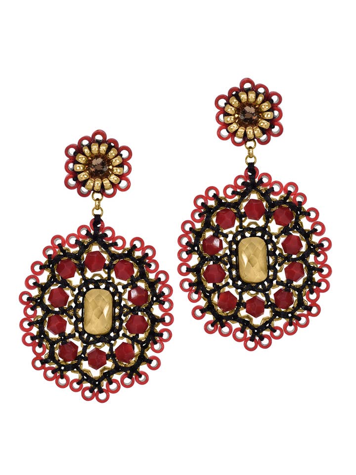 Brinco Marquês Arredondado em poste em Vermelho e Dourado, E24878 por atacado de Miguel Ases