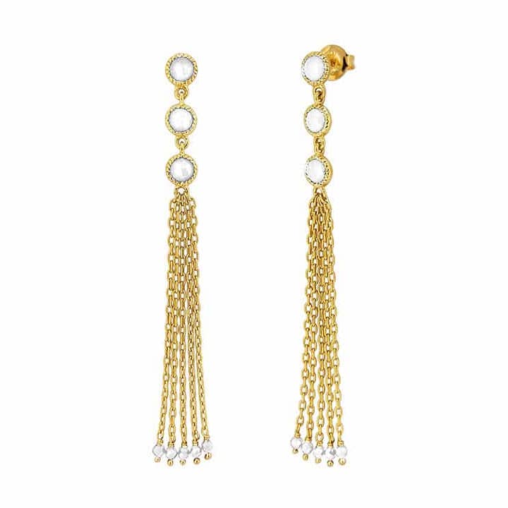 Weiße Spinell-Quastenohrringe für den Großhandel von ORUS BIJOUX