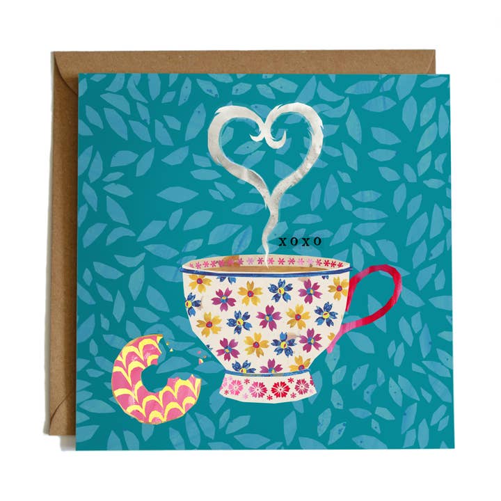 Cup of Love Greetings Card for wholesale by Iona Shepherd Designs