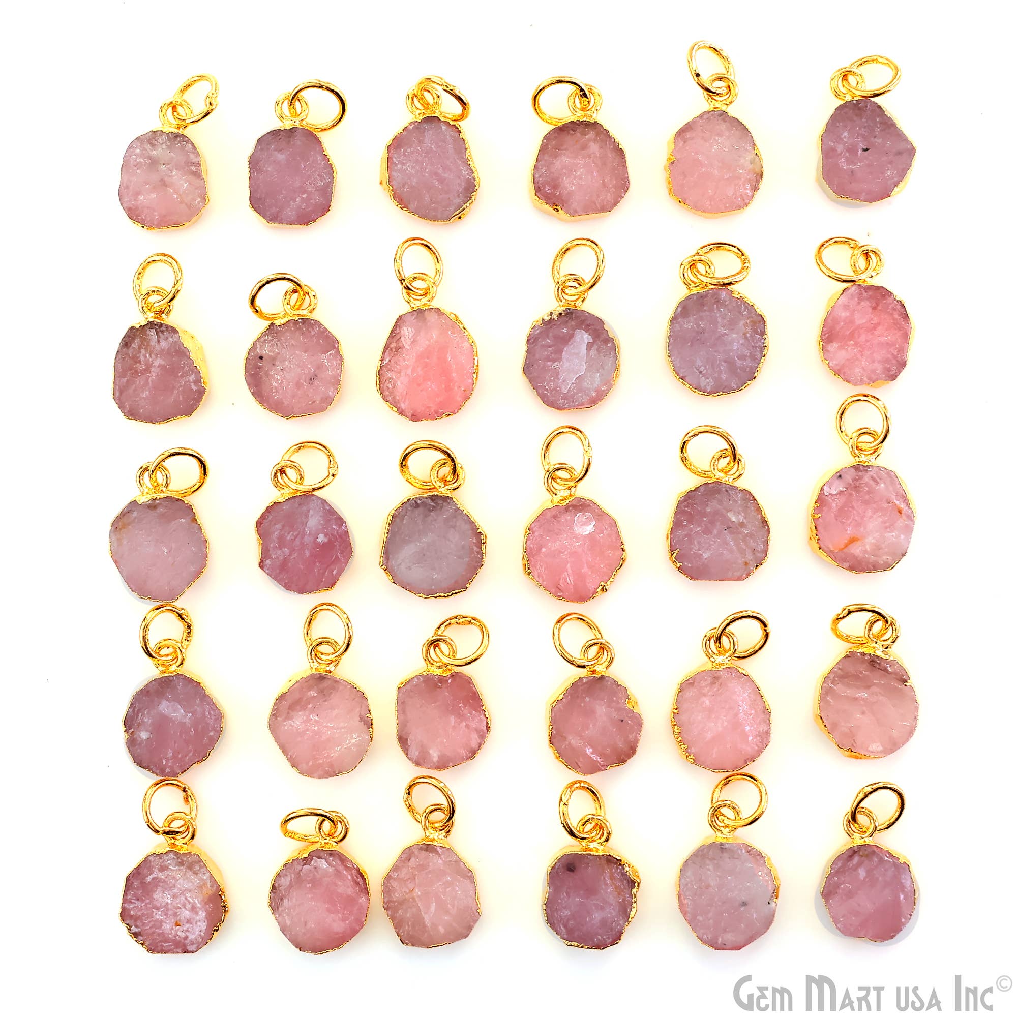 GemMartUSA - Wholesale Pendant/Charm Necklace - Rough Gemstone 16x10mm Gold Electroplated Single Bail Charm38