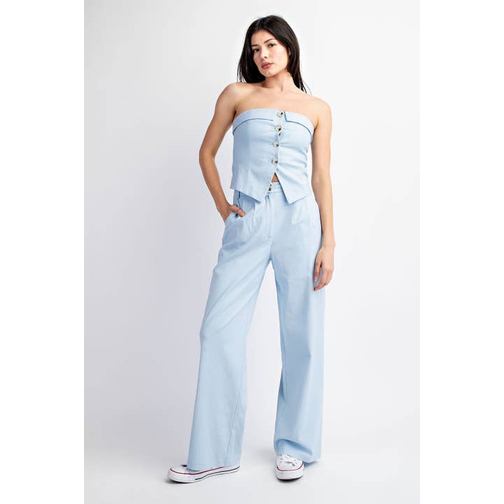 LT BLUE Cp4843 Pleated At Waist Linen Pants for wholesale on Faire