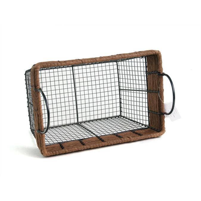 Buhi Imports - Wholesale Cube storage - Wire Rectangular Tray Black with Folding Ear Handle1