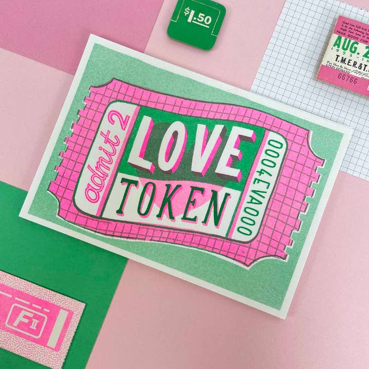 Jacqueline Colley - Wholesale Kunstprint - A5 Love Token Risograph Print