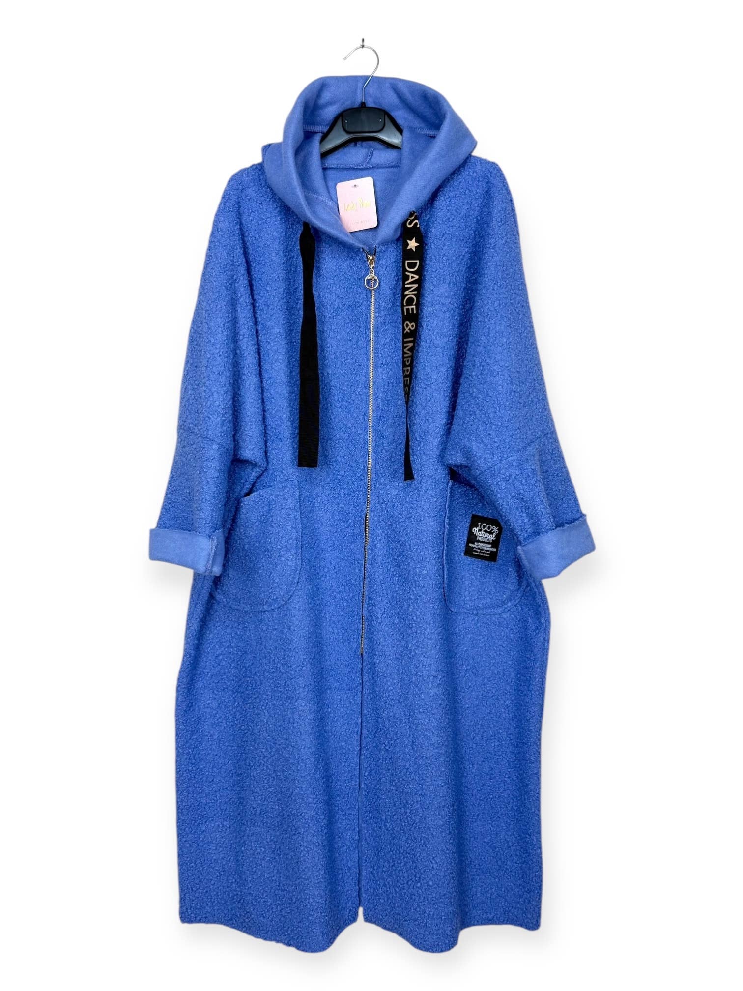 Lucky Nana - Wholesale Coat - Women's - AH 22158 - Long Coat in Bouclé Fabric8