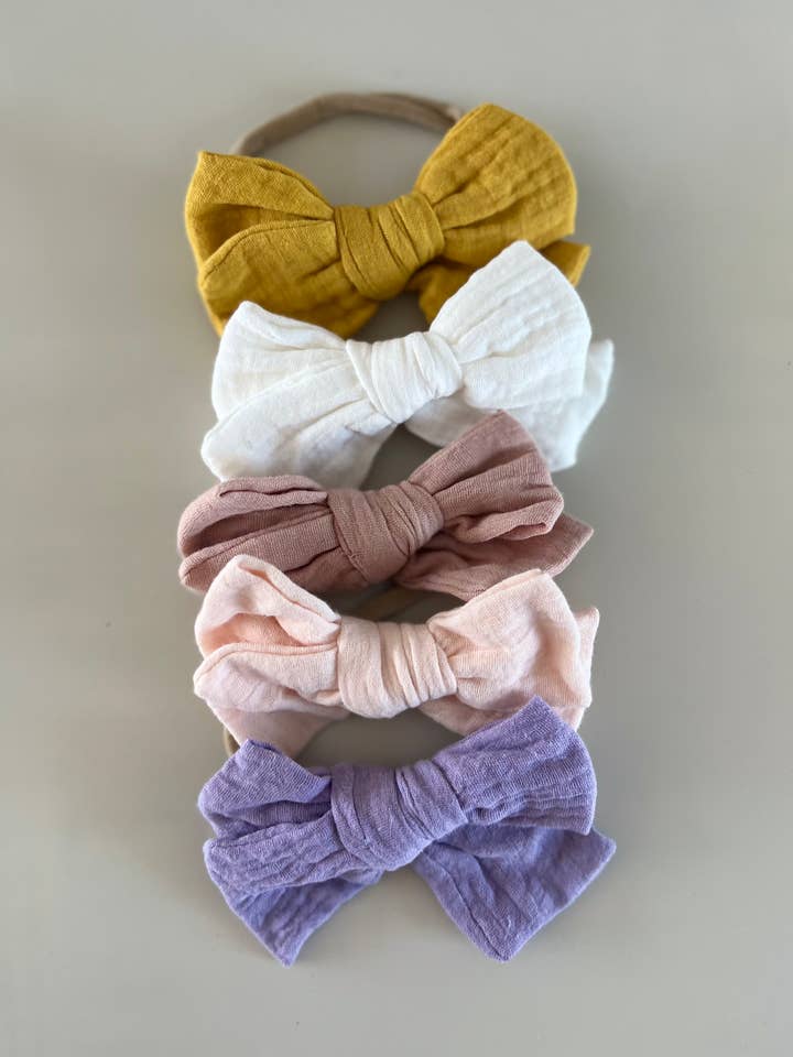 Gauze Bow Headband for wholesale by Cricket and Ruby