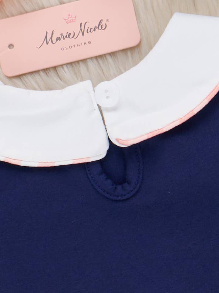 Marie Nicole Clothing - Wholesale Top & Short Set - Kids - Gingham Embroidered Fish Ruffle Outfit