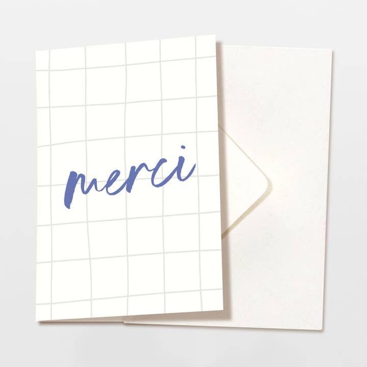 Tarjeta plegable merci a cuadros con sobre, papel FSC para venta al por mayor de Wildblumen Atelier