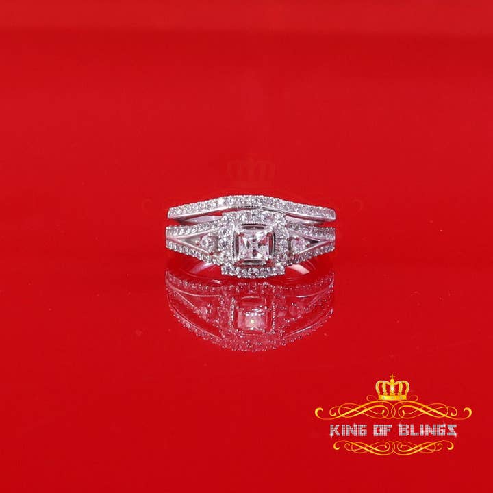 KING OF BLINGS - Wholesale Multi-stone ring - King Of Bling's1.75ct Cubic Zirconia White Sterling Silver Men's/ Women 2PC Bridal Rings Size 72