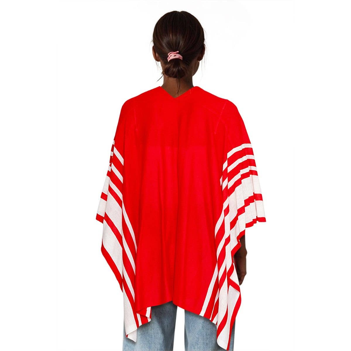 Ruana Red and White Stripe for Women for wholesale on Faire4