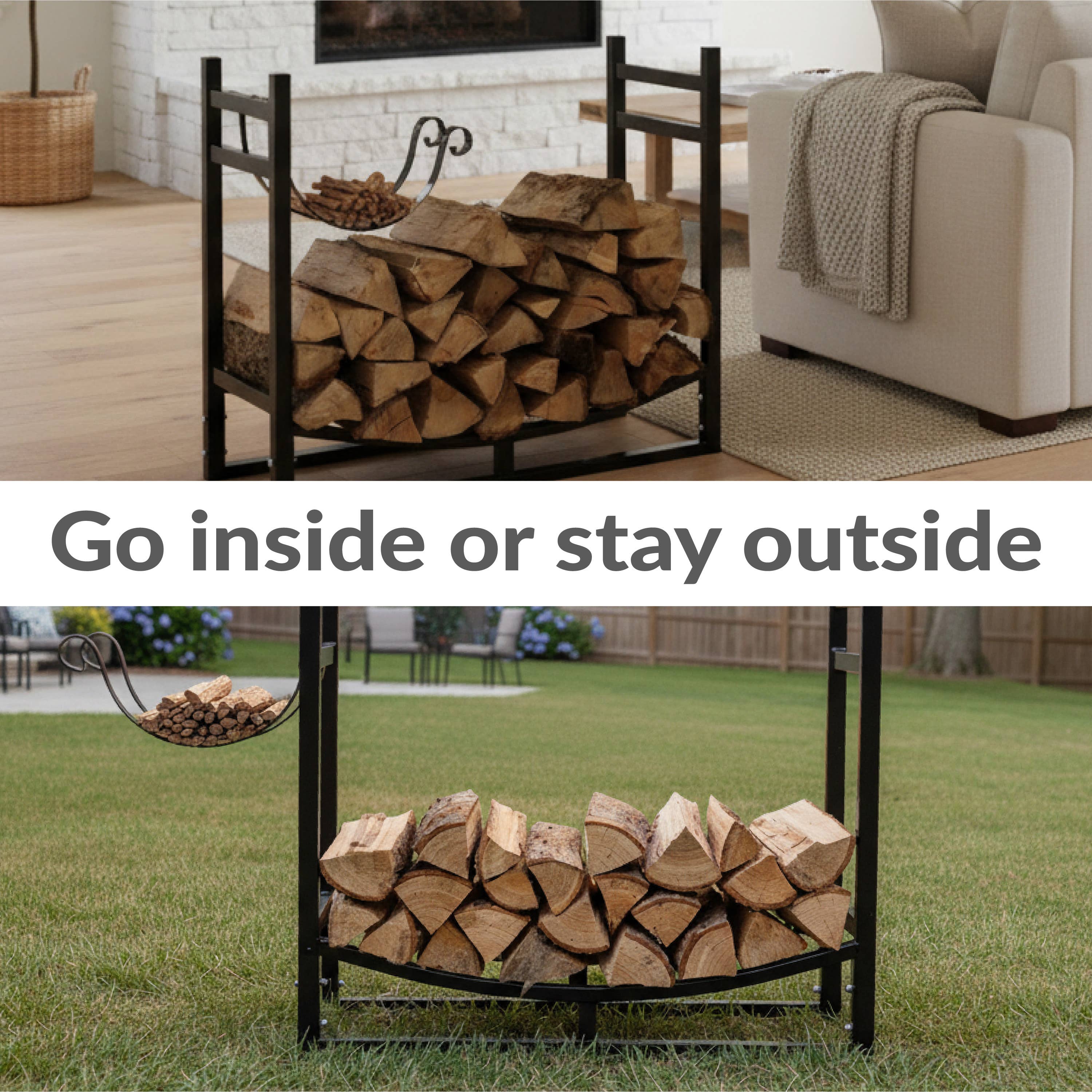 Sunnydaze Decor - Wholesale Fire Pit - 33 in Steel Firewood Log Rack with Kindling Holder - Bronze5