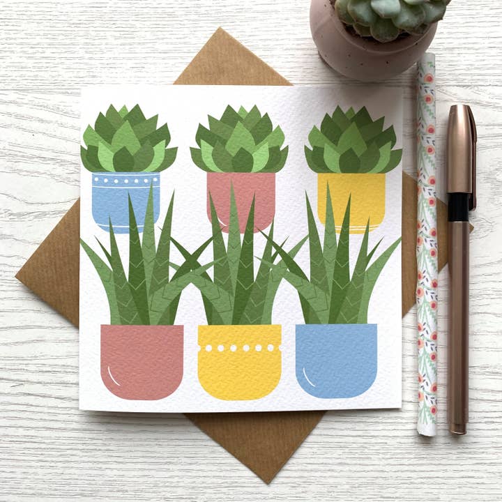 Aloe & Succulent Housewarming Card for wholesale by Popsy & Plum