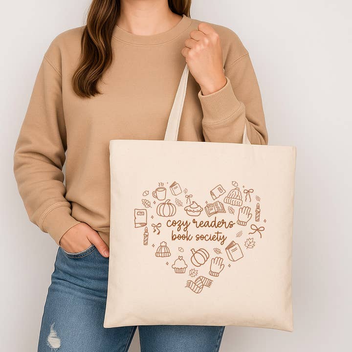 DaisyChainDesignCo - Wholesale Tote Bag - Women's - Preppy Fall Bookish Canvas Tote Bag