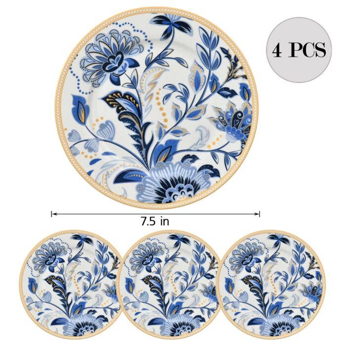 STP - Wholesale Dinner Plate - Melodie de Fleurs Porcelain Dessert Plate Set of 4