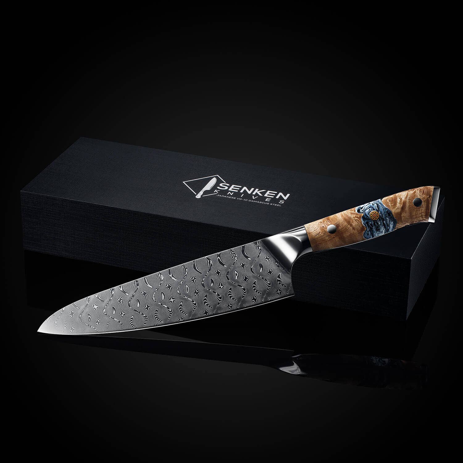 Senken Knives - Vendita all'ingrosso Coltelli da cucina/multiuso - Coltello da Chef Giapponese in Acciaio Damasco a 110 Strati con Polvere VG106