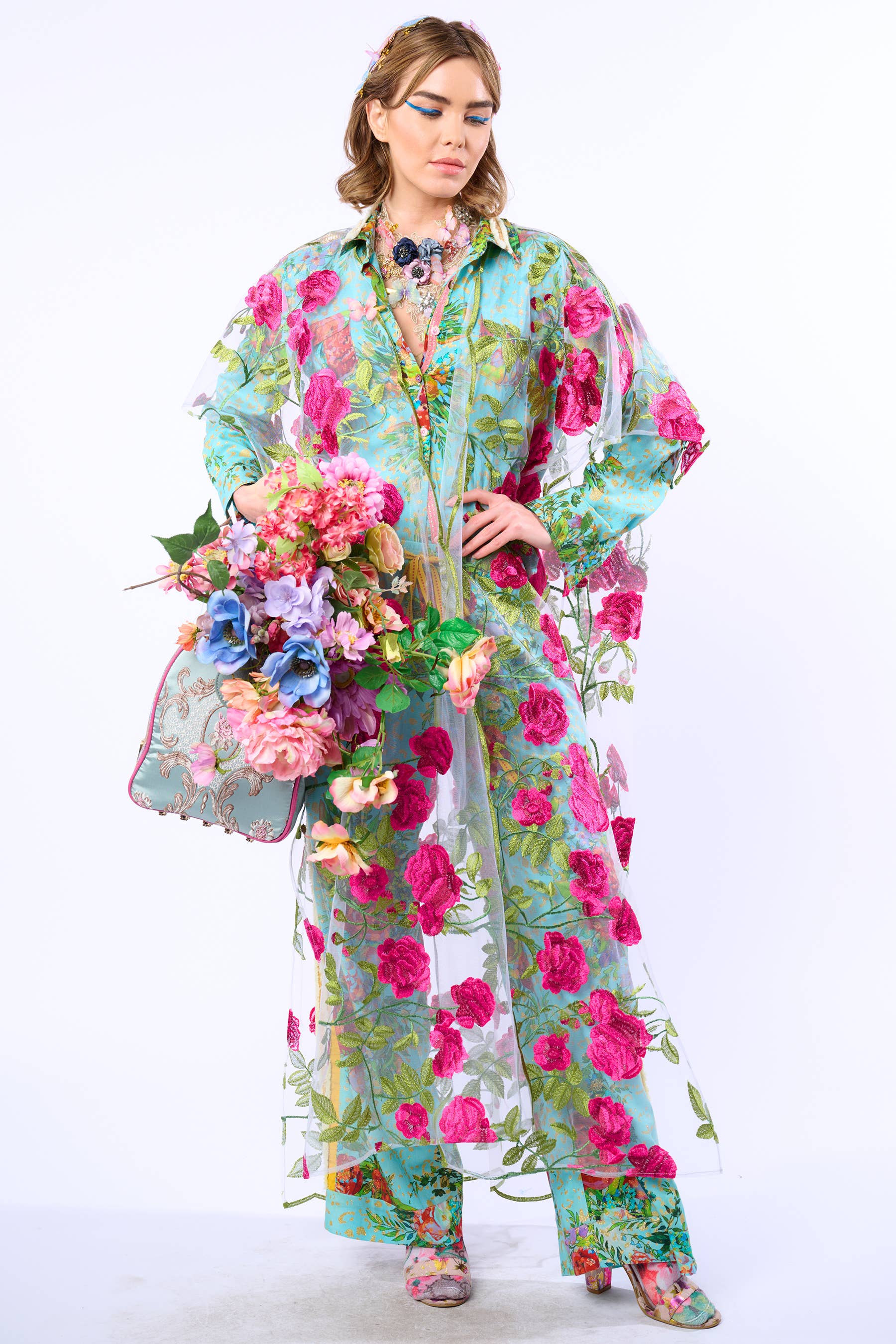 Imprimé Aqua Pantalon Cordelia en vente sur Faire23