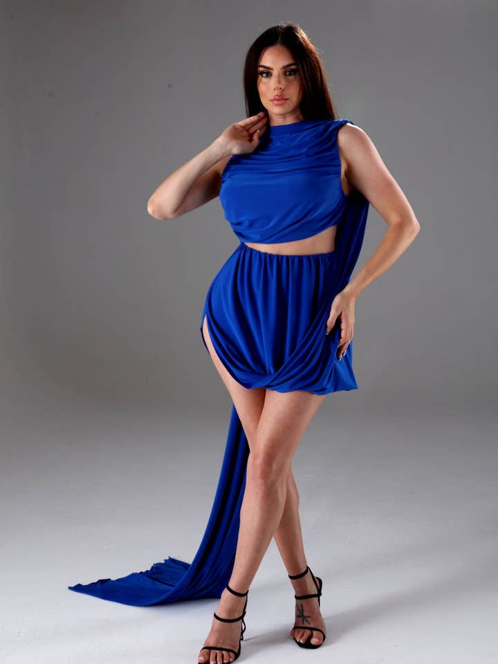 CHERIE Drape Mini Dress-D21010 for wholesale by CHERIE