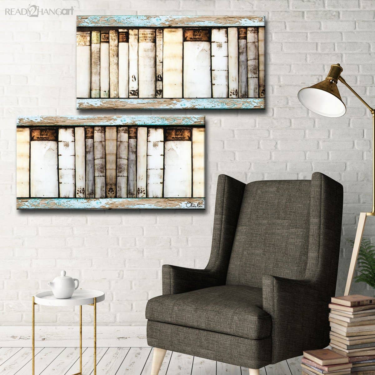 Ready2hangart, Inc. - Wholesale Gallery Wall Set - Vintage Bookshelf' by Olivia Rose 2-PC Canvas Art Set2