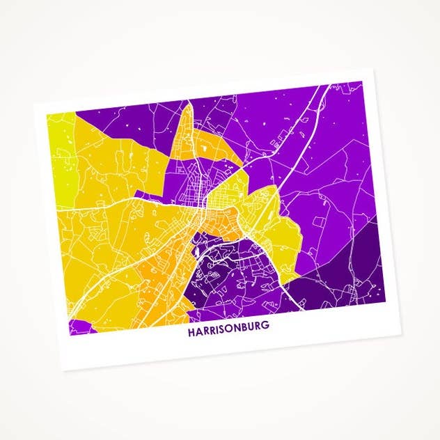 Juanitas Harrisonburg Map Print for wholesale by Juanita's Adventures