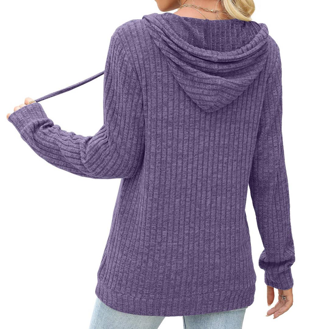 UNISHE – Hoodie – Mulher por atacado – Camisola com Capuz de Manga Comprida em Cor Sólida para Outono ZK356120