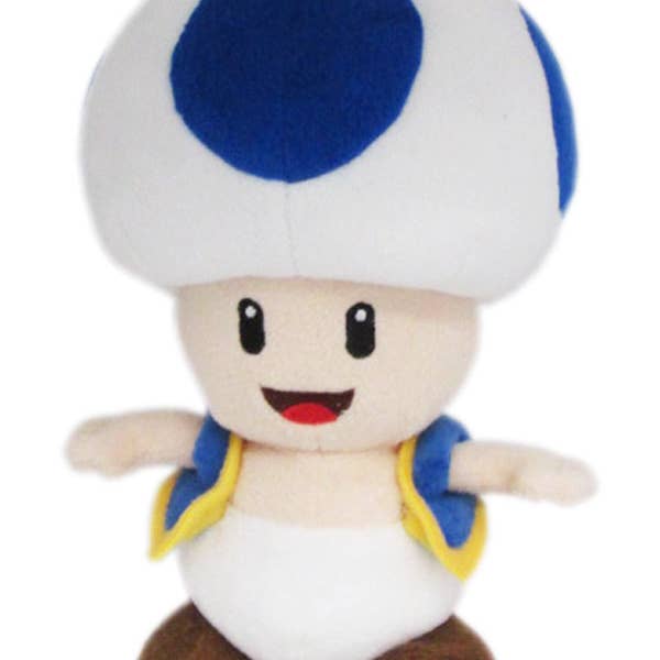 Nintendo Super Mario Bros Blue Toad 8" Plush for wholesale by Shinjidai