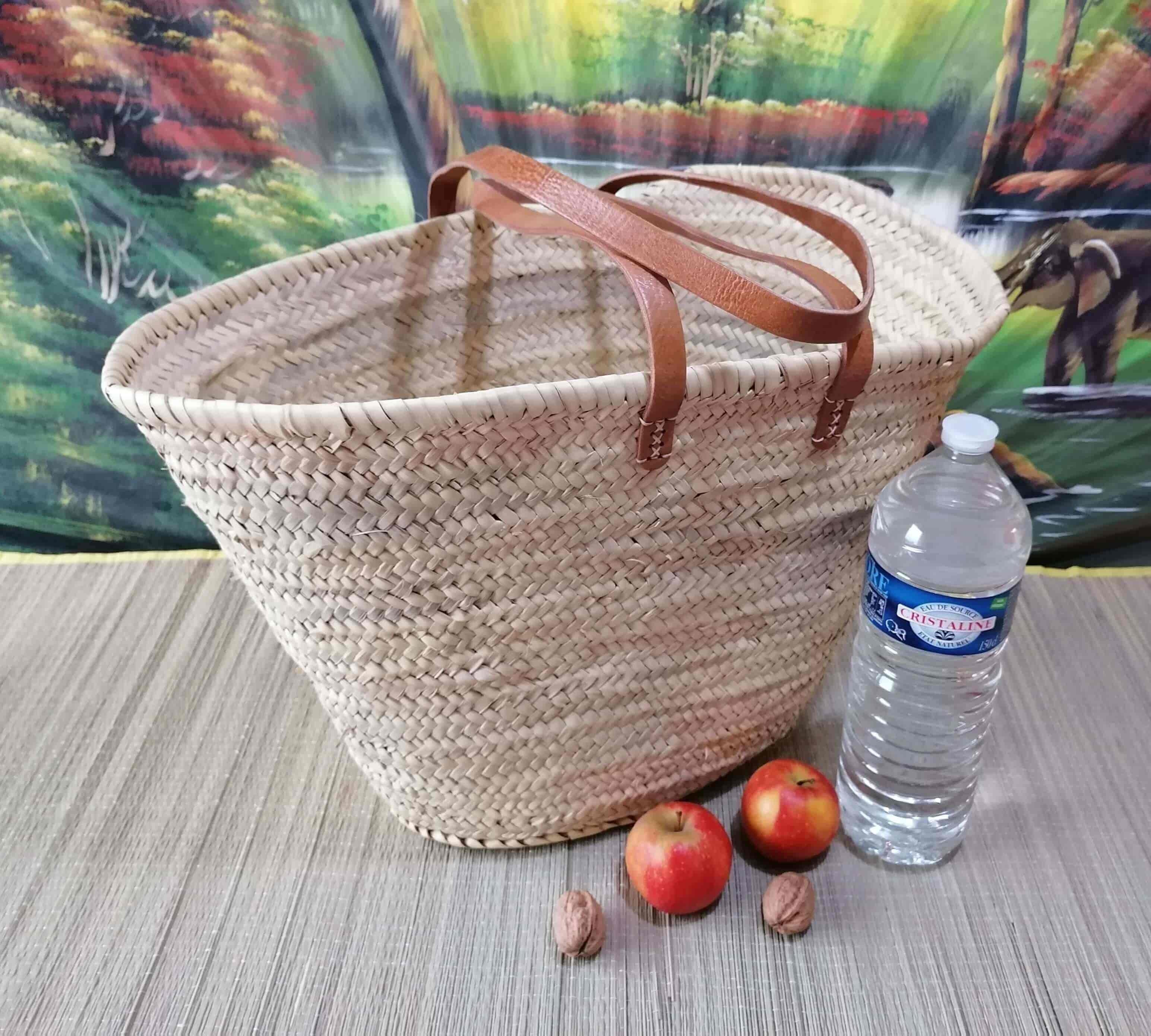 Boutique Huléti - Wholesale Beach Bag - Leather Long Handles Bag - Basket - Tote Basket - Cradle - Bassinet - Markets - Shopping - Beach - Beach - Wicker - Rattan - Natural Palm Tree1