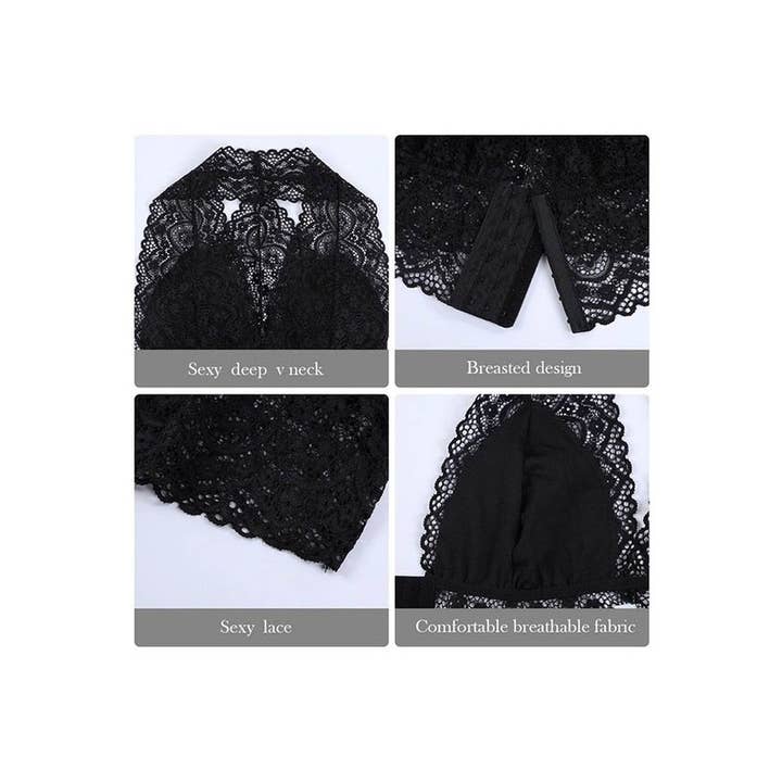 Paperdoll - Wholesale Bralette - Women's - WOMEN FRONT CLOSURE LACE TOP PUSH UP BRALETTE