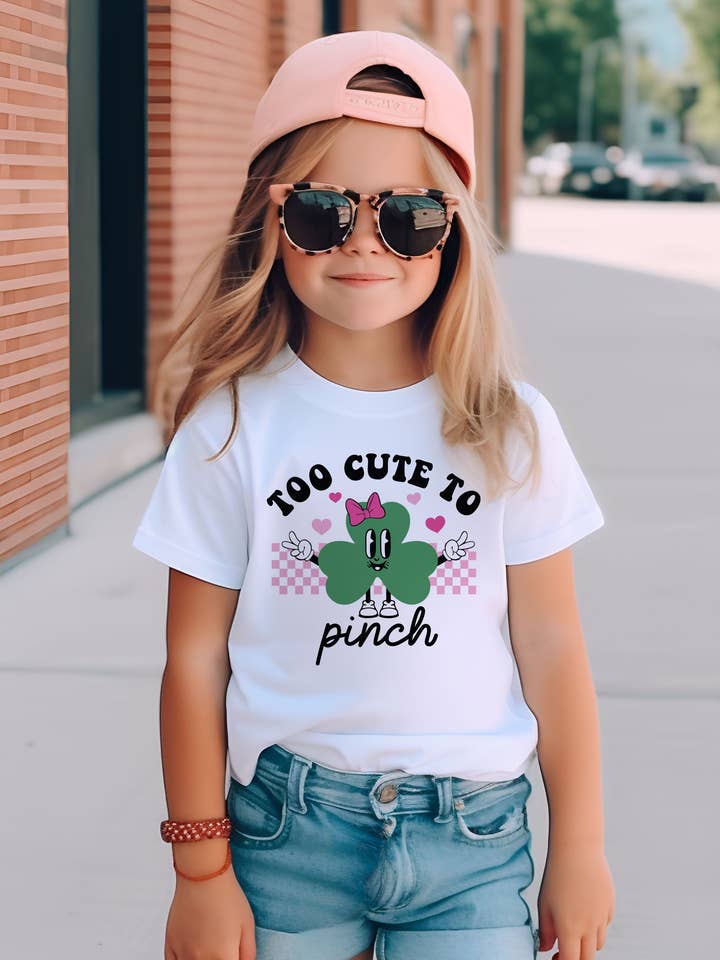 Too Cute To Pinch Kids Graphic Tee for wholesale by Tickled Teal