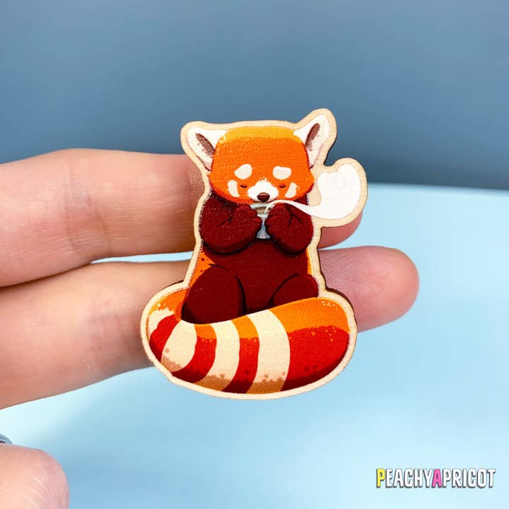 Red Panda Pin for wholesale by PeachyApricot
