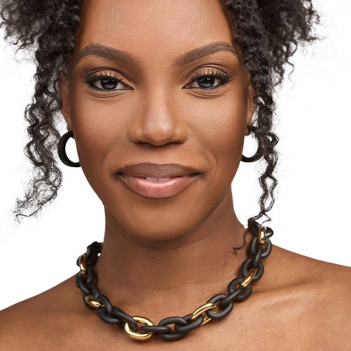 PONO by Joan Goodman - Wholesale Link & Chain Necklace - Barile Mini Bike Chain Necklace Matte Black1