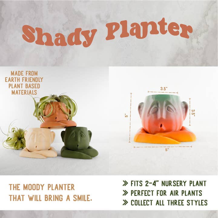 Rosebud Homegoods - Wholesale Plant Pot - Shady Air Head Planter, Moody Face Pot, Succulent Decor