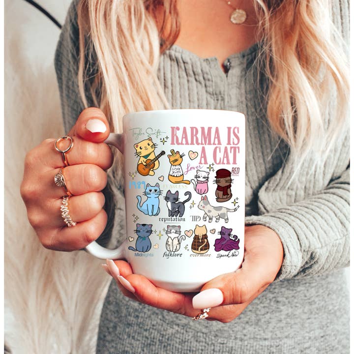 Ace the Pitmatian Co - Wholesale Coffee Mug - Karma is a Cat Coffee Mug (Updated Verison)