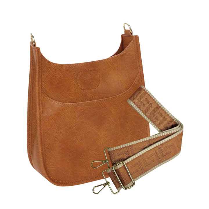 Bolso Bandolera Sloane-Camel con Correa Camel Grabada con Llave Griega para venta al por mayor de ALLIE JUNE