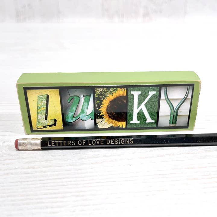 St. Patrick's Day Gift, Handmade Sign, Lucky Sign Home Decor for wholesale by Letters Of Love Designs