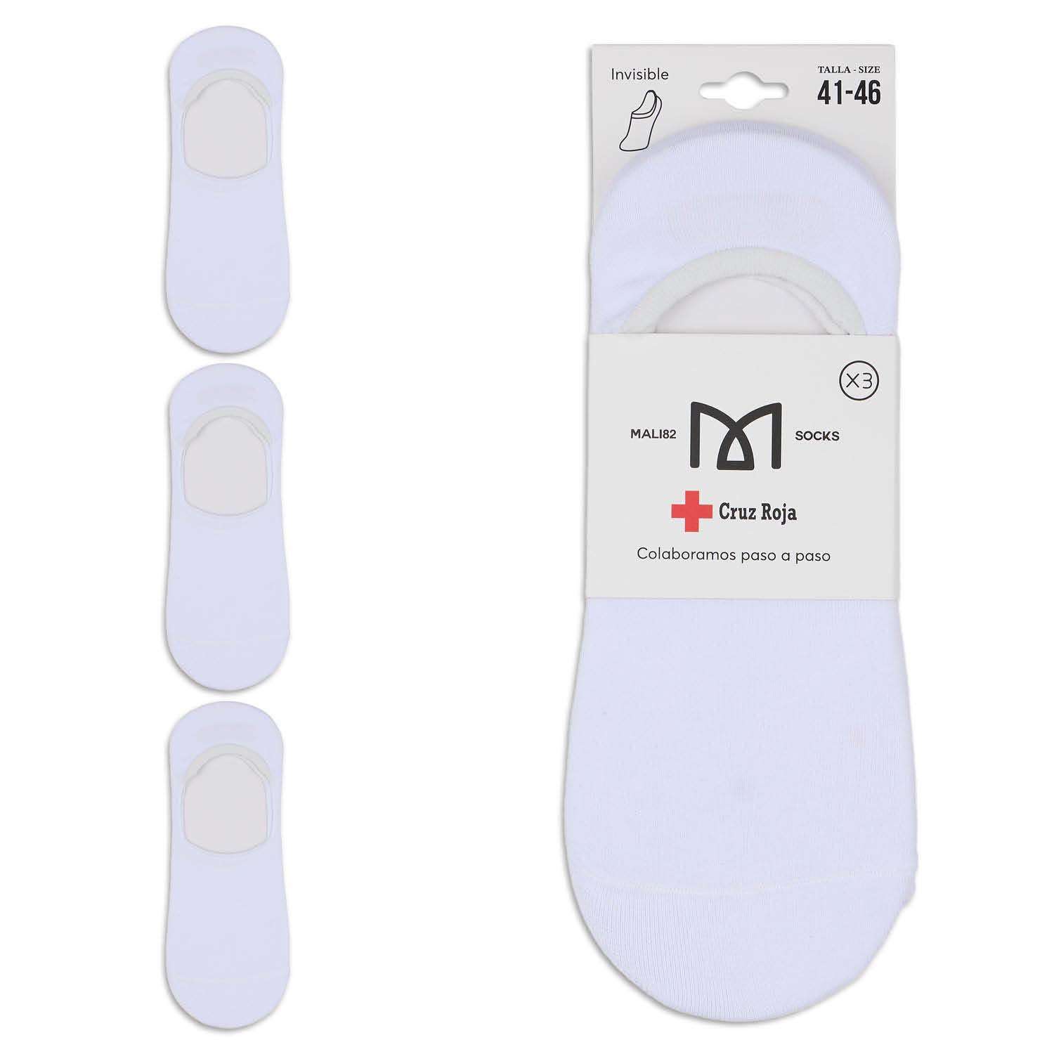 KYLIE CRAZY - Wholesale Socks - Unisex - Pack of 3 invisible socks maximum comfort - Red Cross5