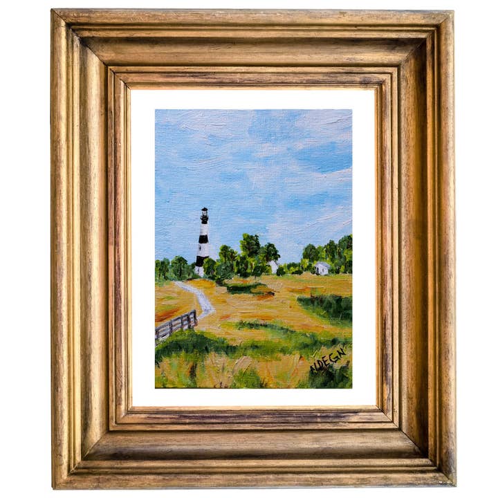 North Carolina Outer Banks Bodie Island Lighthouse Painting Giclee Art Print for wholesale by Lower 48 Trading Company Road Trip Shop
