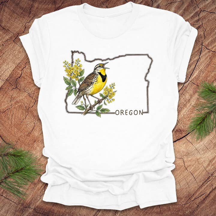 Oregon Western Meadowlark Tee for wholesale by Wandering Owl Adventure Co.