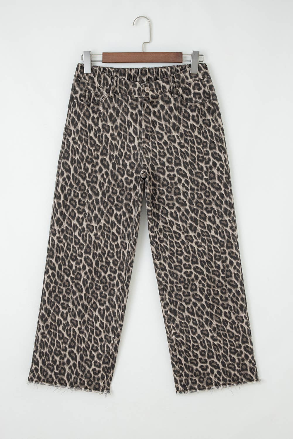 Yellow Western Apparel Leopard Straight Loose Leg Jeans for wholesale on Faire2