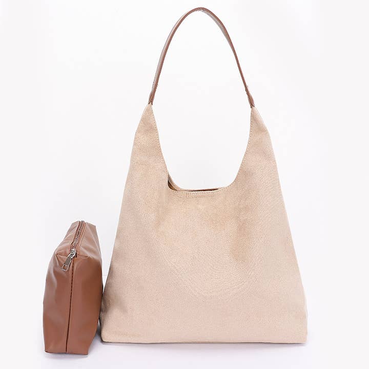 3AM BY H&D ACCESSORIES - Wholesale Shoulder Bag - Women's - Faux Suede Bindle BAg w/ Pouch2