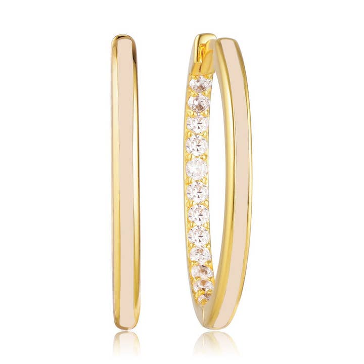 Orecchini a cerchio grandi in smalto nudo per la vendita all'ingrosso da parte di Gold Trip